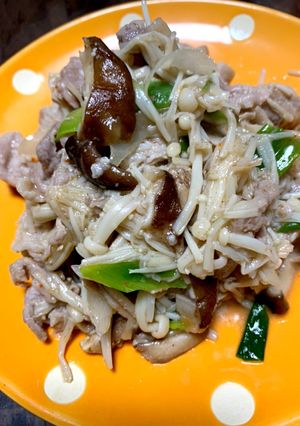 切って加えるだけ！豚肉とキノコピリ辛炒め-レシピのメイン写真