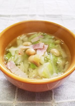 ☆キャベツ・ベーコン・大豆入りスープ☆-レシピのメイン写真