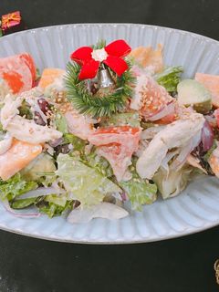簡単!蒸し鶏deクリスマスサラダ-レシピのメイン写真