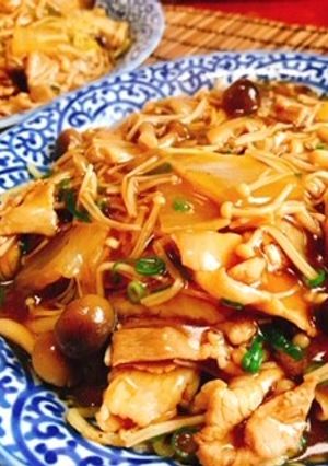 時短・豚バラとキノコのあんかけ焼きそば-レシピのメイン写真