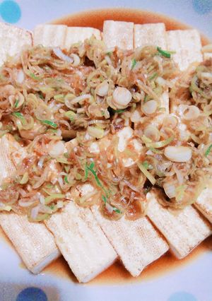焼き豆腐のねぎかつおポン酢だれがけ-レシピのメイン写真