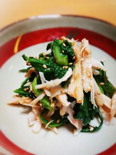 春菊とサラダチキンの和え物-レシピのメイン写真
