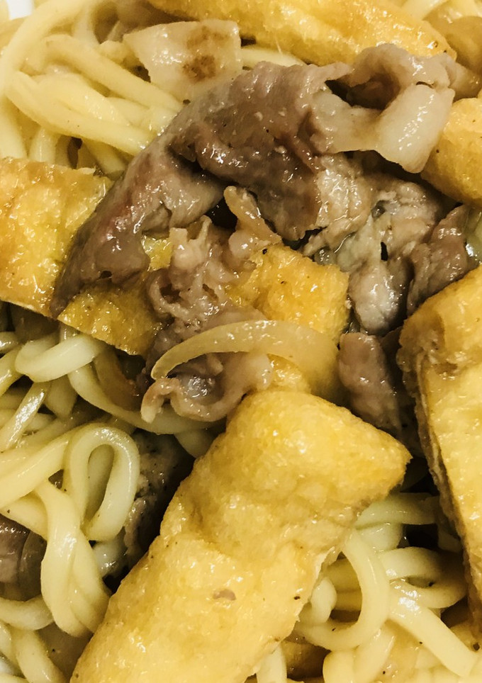 豚コマ切れ肉のスキ焼風あまから焼きうどん-レシピのメイン写真