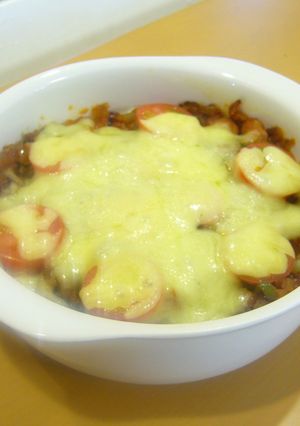 蒸かしジャガ芋と野菜のケチャップ炒め焼き-レシピのメイン写真