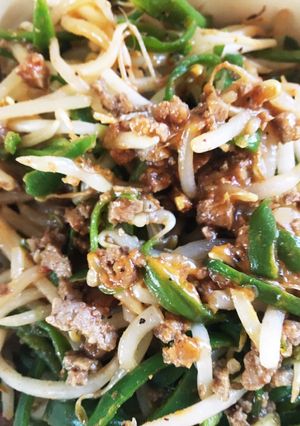 バーベキューソースでモヤシ 挽肉いため-レシピのメイン写真