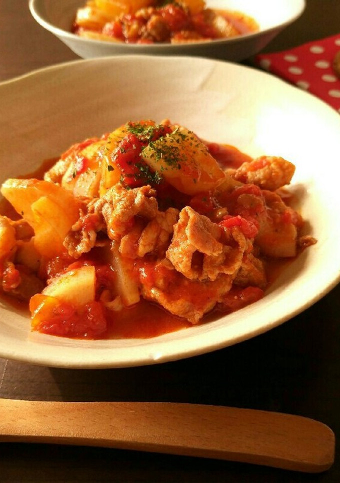 トマト缶で!豚肉と大根のトマト煮-レシピのメイン写真