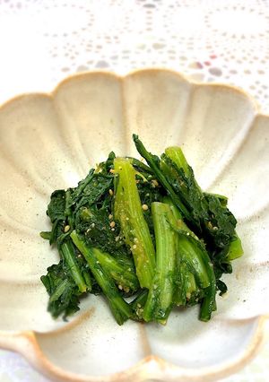 下茹ではレンジ♪♪簡単春菊の胡麻和え-レシピのメイン写真