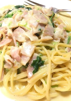 塩焼きそばソースでカルボナーラ風？パスタ-レシピのメイン写真