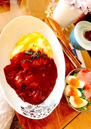 市販ルー使用！超簡単本格オムハヤシライス-レシピのメイン写真