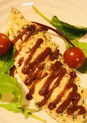 バジル風味オムレツ＆ベビーリーフプレート-レシピのメイン写真