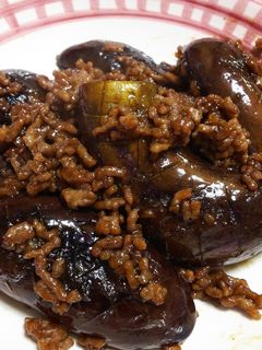 千両ナスと合い挽き肉の甘辛炒め-レシピのメイン写真