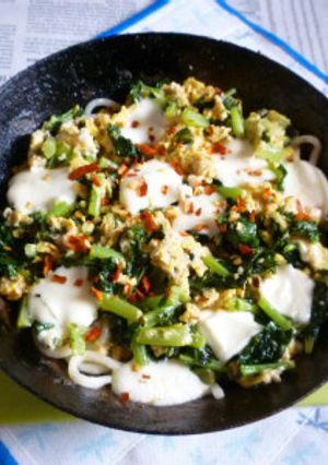 大根葉炒り卵のピリ辛焼きうどん-レシピのメイン写真