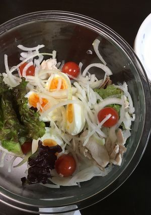 焼き鳥屋さん半熟卵と鳥ささ身のサラダ-レシピのメイン写真