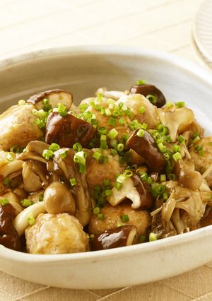 れんこん鶏団子のだしぽんず きのこあん-レシピのメイン写真