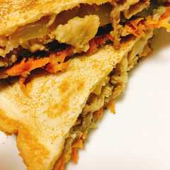 味噌マヨ豚コマと人参ごぼうのホットサンド-レシピのメイン写真