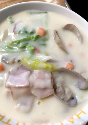 白菜とベーコンのクリームシチュー＋あさり-レシピのメイン写真