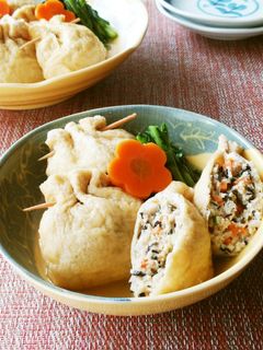 白だしde鶏ひき肉と豆腐の巾着煮-レシピのメイン写真