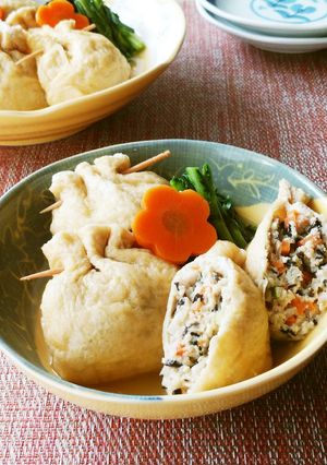 白だしde鶏ひき肉と豆腐の巾着煮-レシピのメイン写真