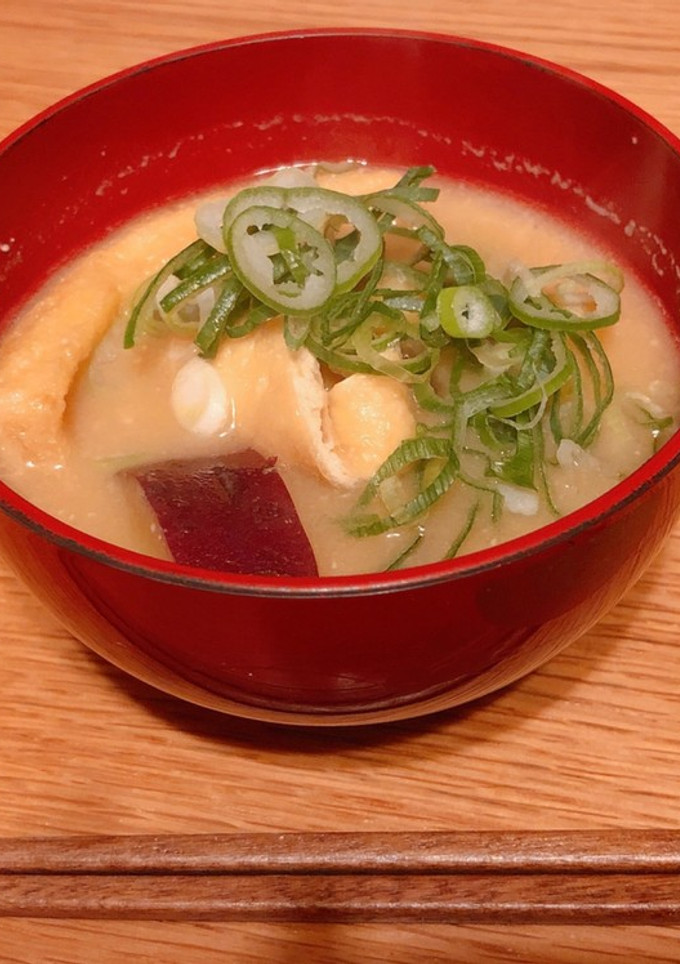 温まる♪さつまいもと油揚げのお味噌汁♪-レシピのメイン写真