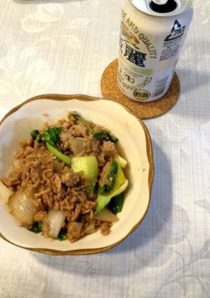 青梗菜と豚ひき肉の生姜炒め-レシピのメイン写真