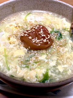 梅と生姜で風邪予防♫水菜と卵のかき玉ご飯-レシピのメイン写真