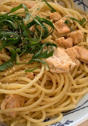 サーモンのだし香る和風パスタ-レシピのメイン写真