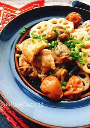 あっさり！鶏肉と蓮根の梅煮(動画有)-レシピのメイン写真