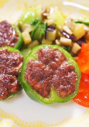 わんこ飯♪ピーマンの肉詰め-レシピのメイン写真