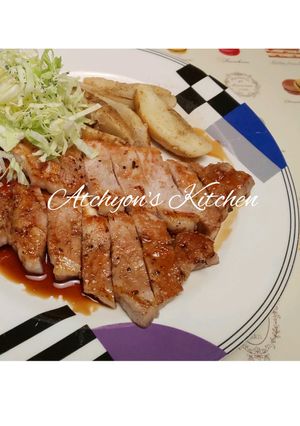 ポークステーキざくろ酢ソース添え-レシピのメイン写真