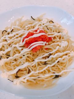 焼きそば蒸し麺、レンジで明太マヨパスタ!-レシピのメイン写真