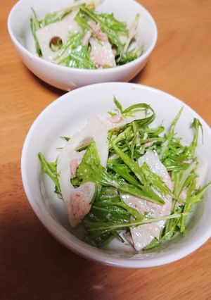 れんこんと水菜のごまドレ♡サラダ-レシピのメイン写真