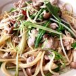 簡単!豚こま*きのこ*水菜の和風パスタ