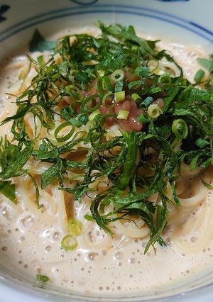 超簡単！ごま＆豆乳＆黒酢&梅の冷製パスタ-レシピのメイン写真