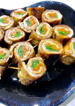 冷蔵庫の残り野菜を消費！油揚げ肉巻き-レシピのメイン写真