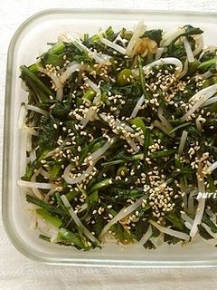 レンジで簡単!春菊ともやしの豆板醤和え-レシピのメイン写真