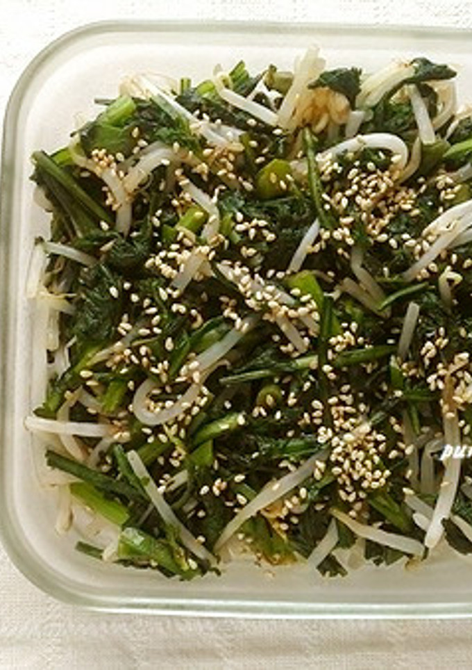 レンジで簡単！春菊ともやしの豆板醤和え-レシピのメイン写真