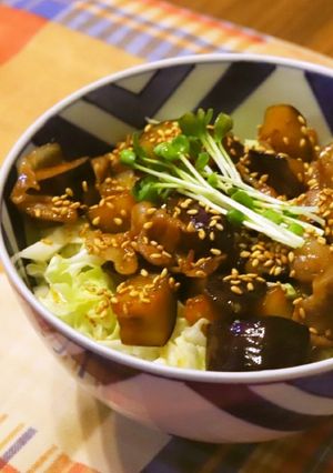 【10分丼】茄子と豚バラの甘辛どんぶり-レシピのメイン写真