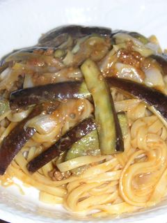 麻婆茄子の素でスパゲティー-レシピのメイン写真