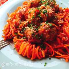 A picture of 人参パスタのミートボールナポリタン(動画.