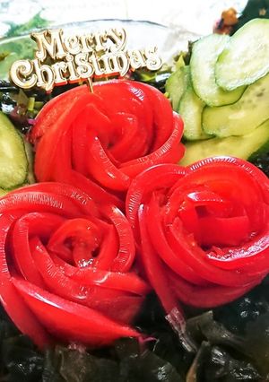 トマトの柊と海藻のクリスマスリースサラダ-レシピのメイン写真
