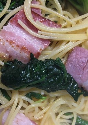 超簡単、ほうれん草ベーコンパスタ-レシピのメイン写真