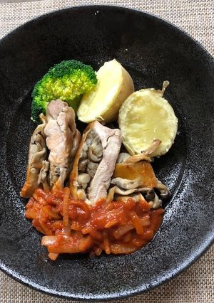 鶏肉のきのこはさみ焼き、トマトソース-レシピのメイン写真
