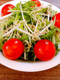 カリカリじゃこと水菜のサラダ-レシピのメイン写真