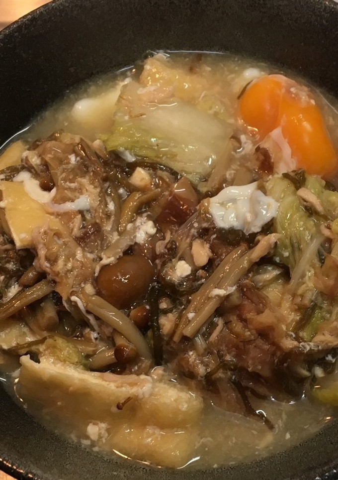 シーチキンと油揚げと白菜と茸の卵とじ-レシピのメイン写真
