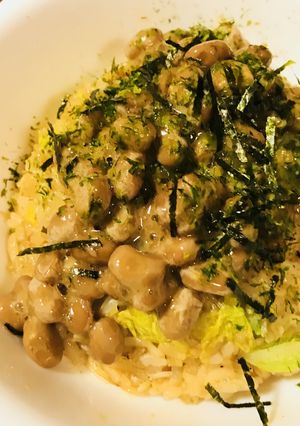 納豆のせ白菜しらすのキムチ風味チャーハン-レシピのメイン写真