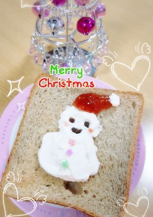 クリスマス♪ホイップトースト。スノーマン-レシピのメイン写真