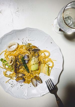 セロリとアスパラの魚介パスタ♪-レシピのメイン写真