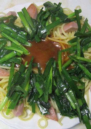ニラ、リッチパスタ-レシピのメイン写真