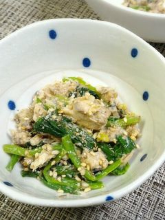 ほうれん草とサバ缶のめんつゆマヨごま和え-レシピのメイン写真