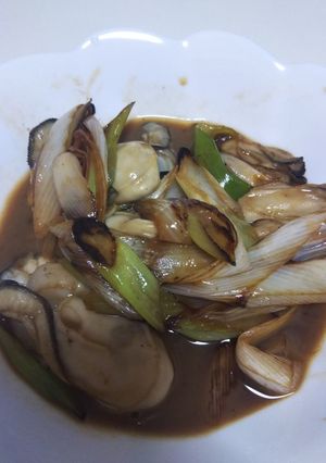 超簡単!牡蠣とネギのバタポン炒め-レシピのメイン写真
